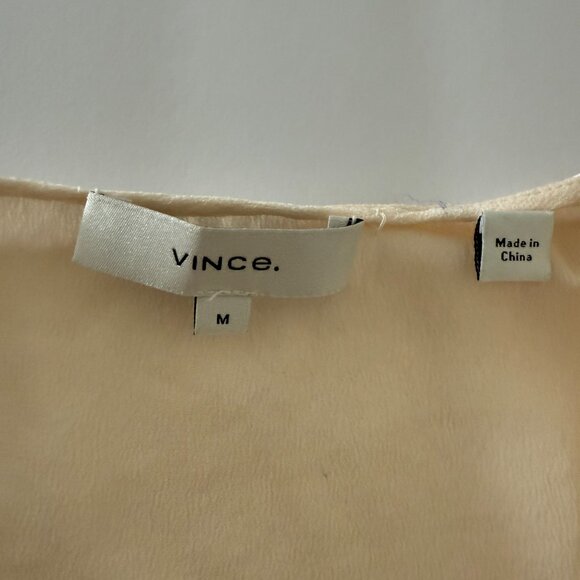 VINCE Silk Cream Cap Sleeve Top Size M - Picture 3 of 5